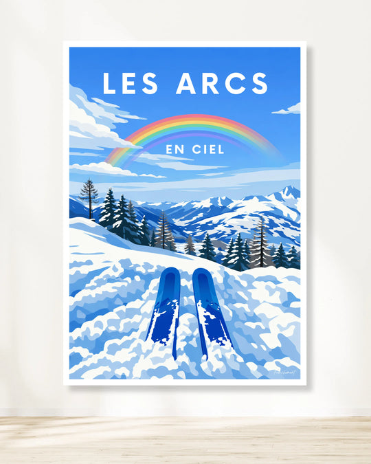 Affiche ski - Les Arcs (en ciel)