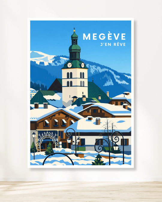 Affiche ski - Megève j'en rêve