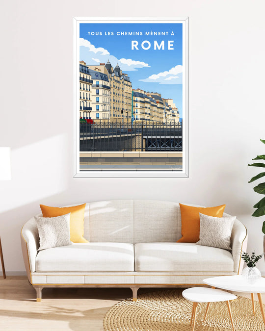 Affiche Paris - Tous les chemins mènent à Rome